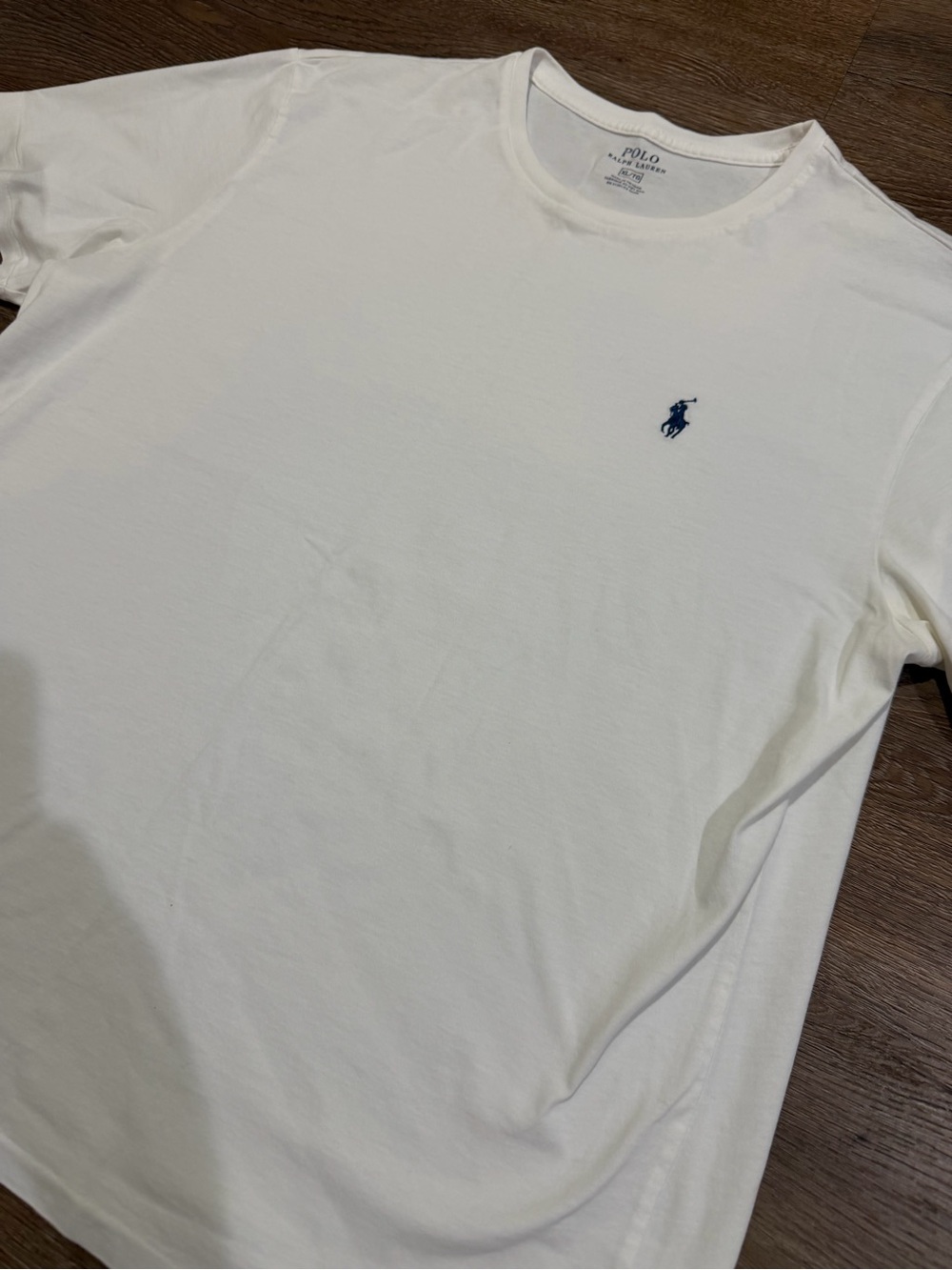 Polo Ralph Lauren Classic Cotton Tee Shirt White with Navy Polo Logo Men’s XL - Picture 3 of 7